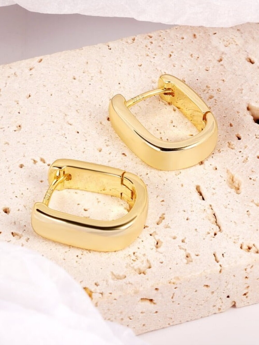 14K Gold Plated Chunky Square Hoop Earrings